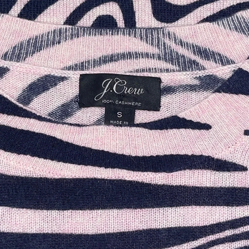 J.Crew Everyday Long Sleeve Cashmere Zebra Print Pink/Blue Sweater Sz. S